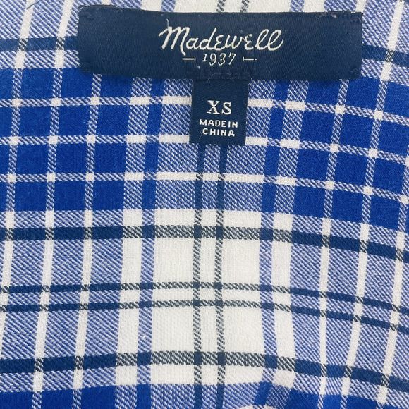 Madewell Market Popover In  Bluestem Plaid 1/2 Button Oversize Shirt XS S A2004 - Picture 7 of 9